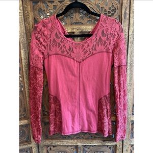 Free People basics LS lace top